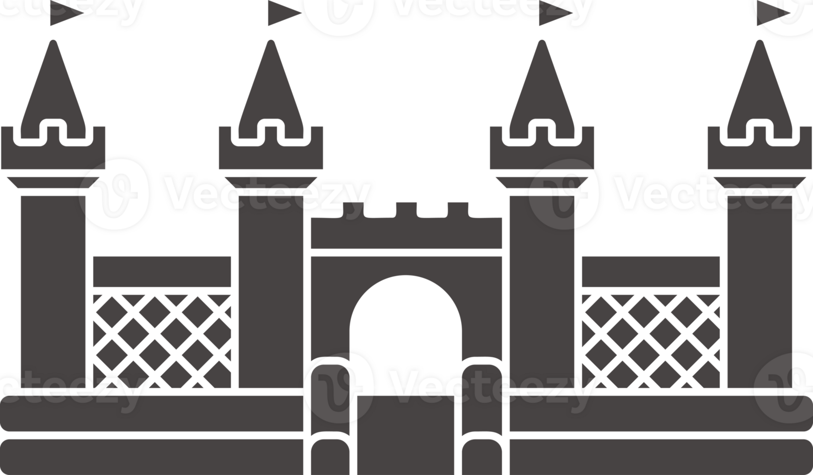 Bouncy castle icon. Inflatable house pictogram with slide for air trampoline park and children playground. Inflated equipment for amusement park and kids zone. Glyph illustration. png