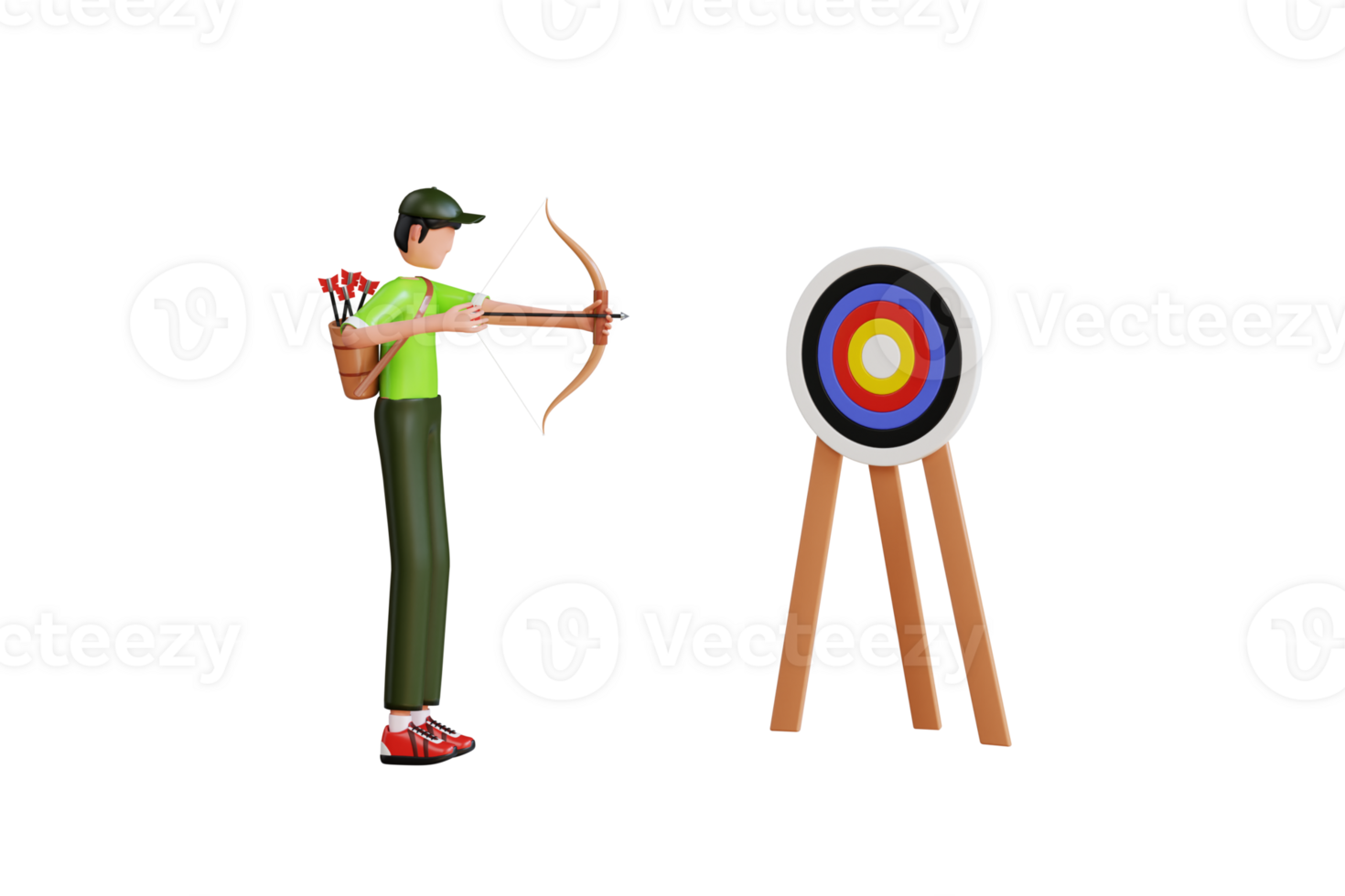 man practicing archery in the park 3d illustration. Man Doing Archery 3D Illustration png