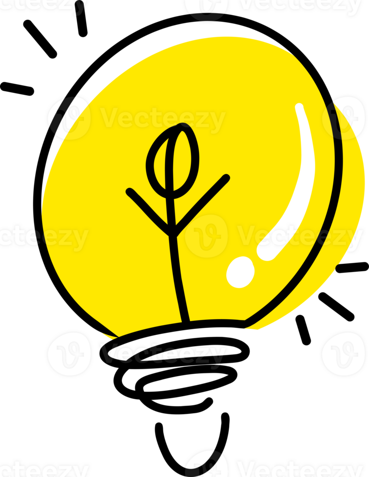 handdrawn light bulb doodle idea png