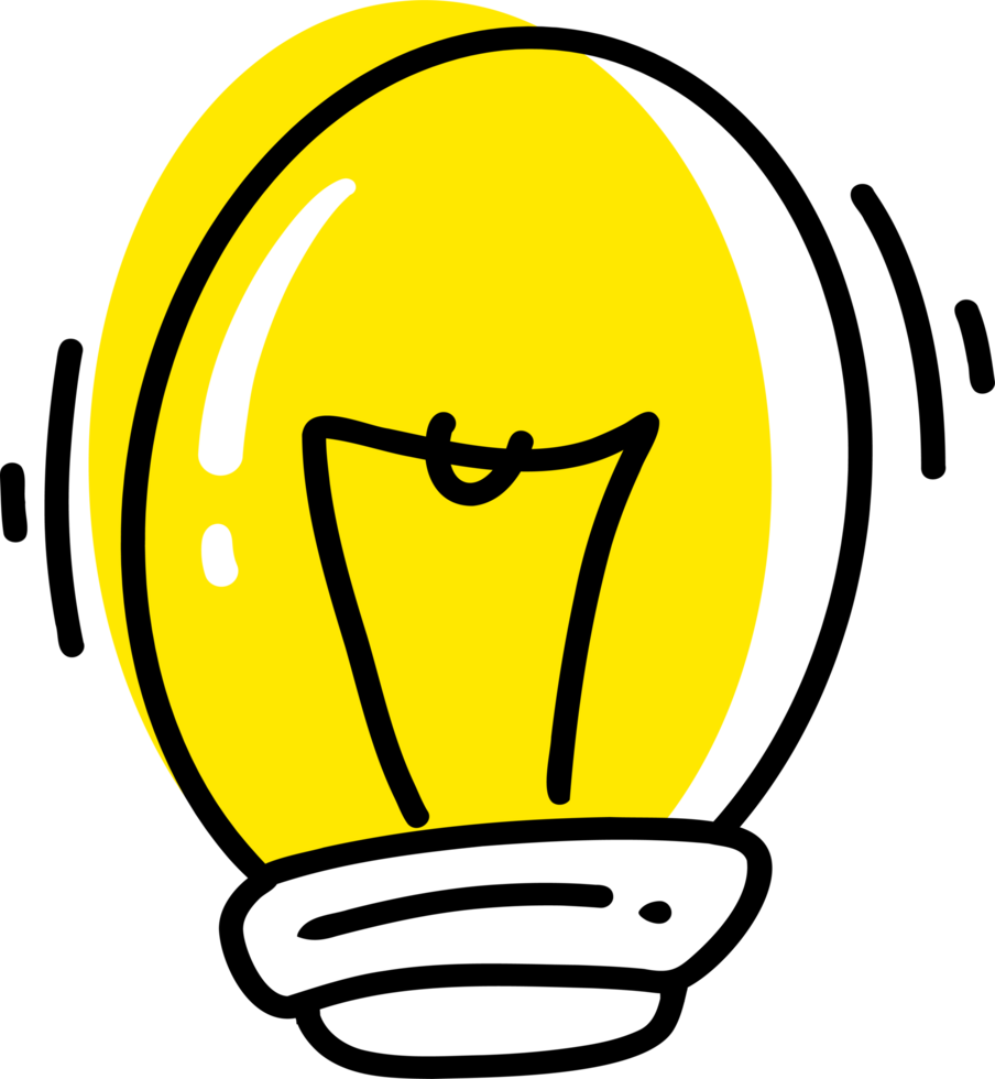 handdrawn light bulb doodle idea png
