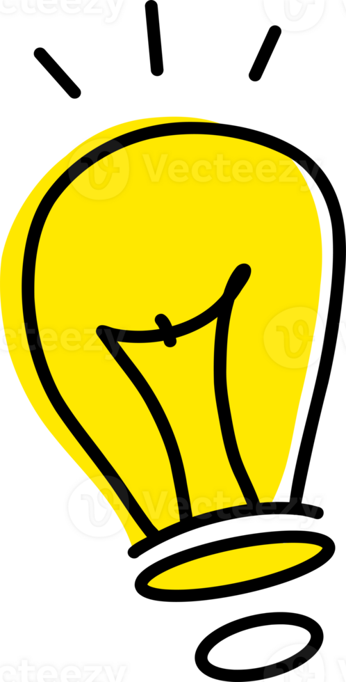 handdrawn light bulb doodle idea png