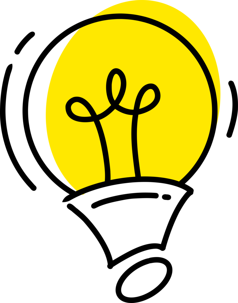 handdrawn light bulb doodle idea png
