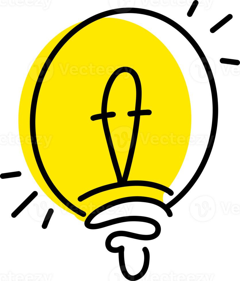 handdrawn light bulb doodle idea png