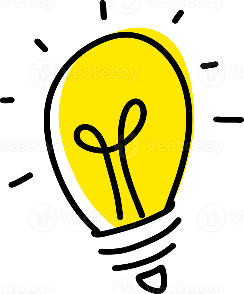 handdrawn light bulb doodle idea png