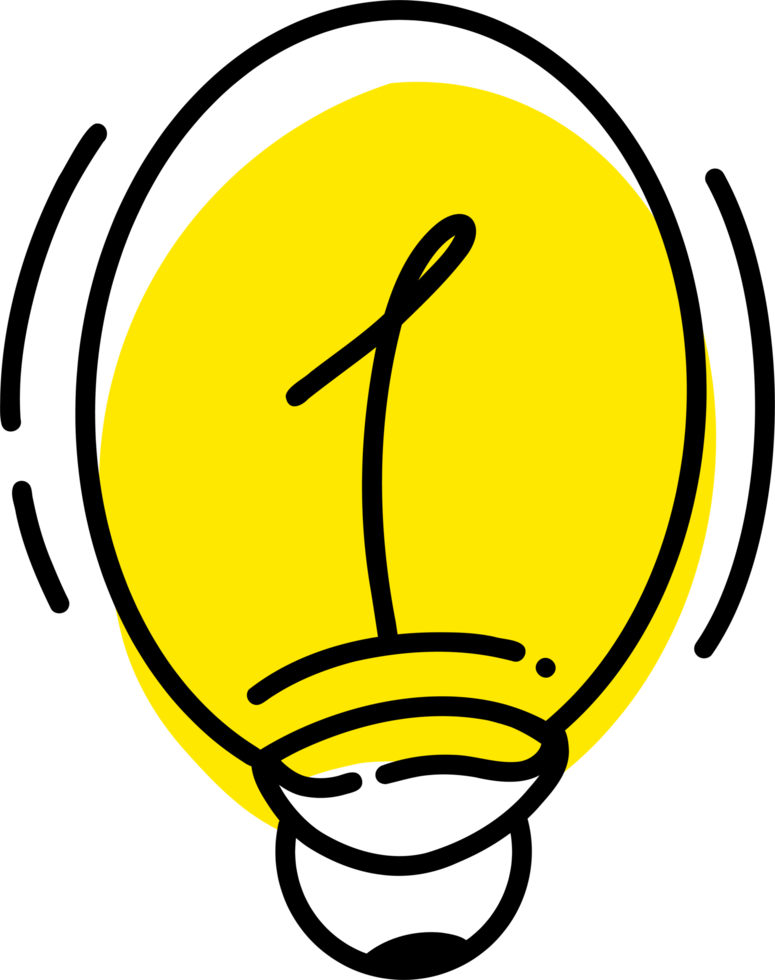 handdrawn light bulb doodle idea png