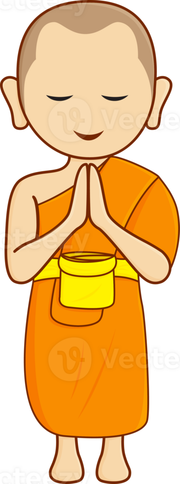 Monks and novices in a praying pose. Character cartoon illustration design. png