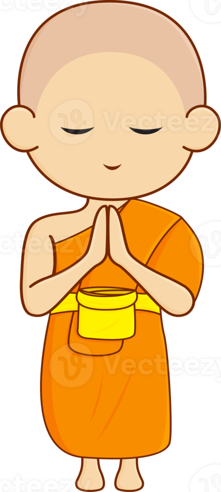 Monks and novices in a praying pose. Character cartoon illustration design. png