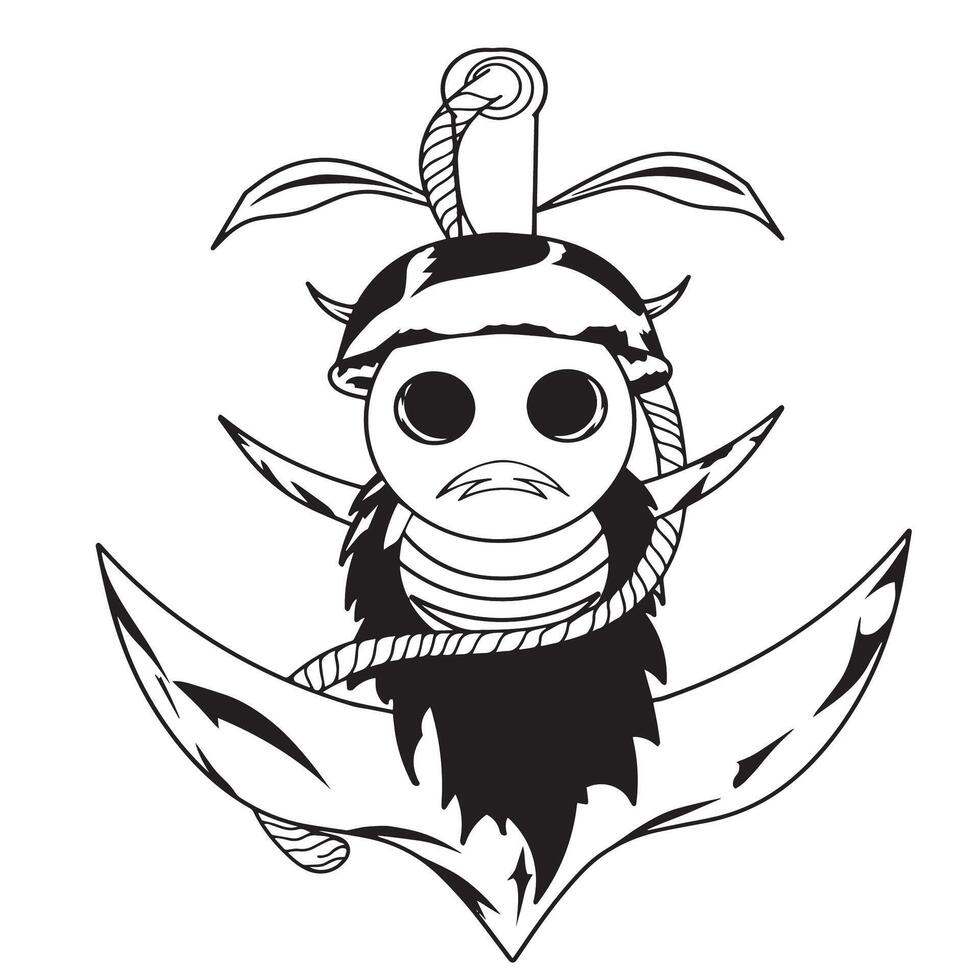 image of a skull pirate ship anchor silhouette vector