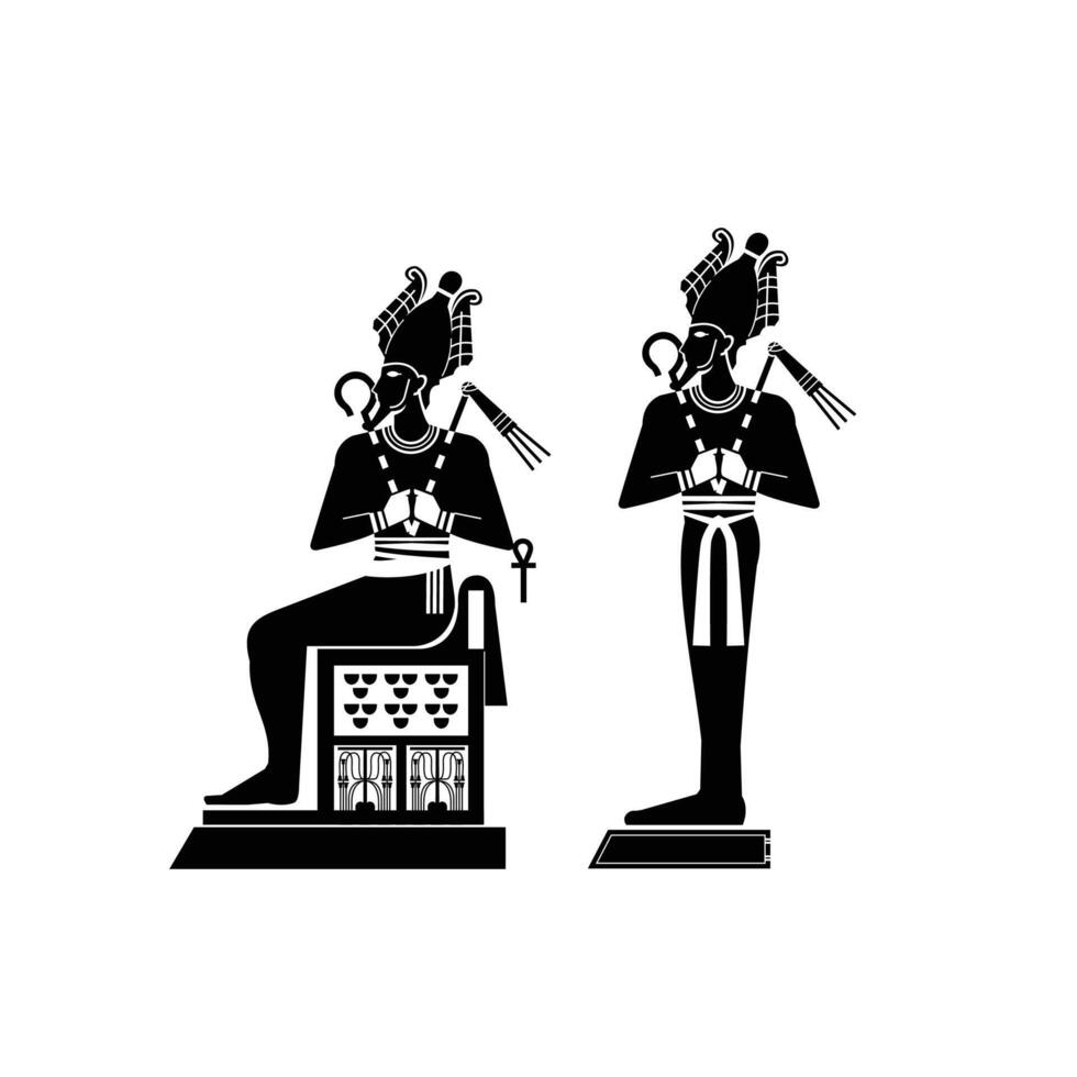 Silhouette of ancient egypt god osiris , middle east death king with crown and scepter vector