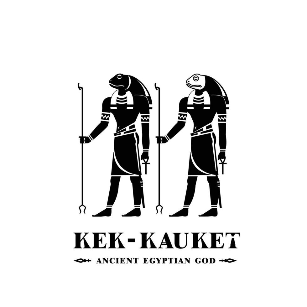 Silhouette of ancient egypt god kek kauket , primordial darkness in the ancient Egyptian Ogdoad cosmogony of Hermopolis. vector