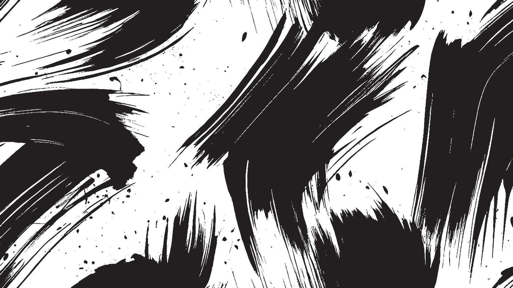 Black Brush Strokes on Monochrome Background for Overlay Texture Art vector