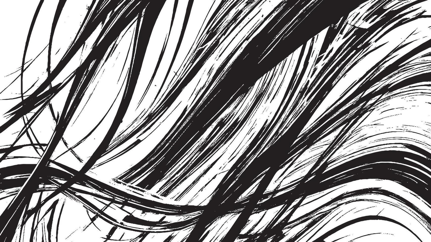 Artistic Monochrome Black Brush Strokes for Background and Overlay Textures vector