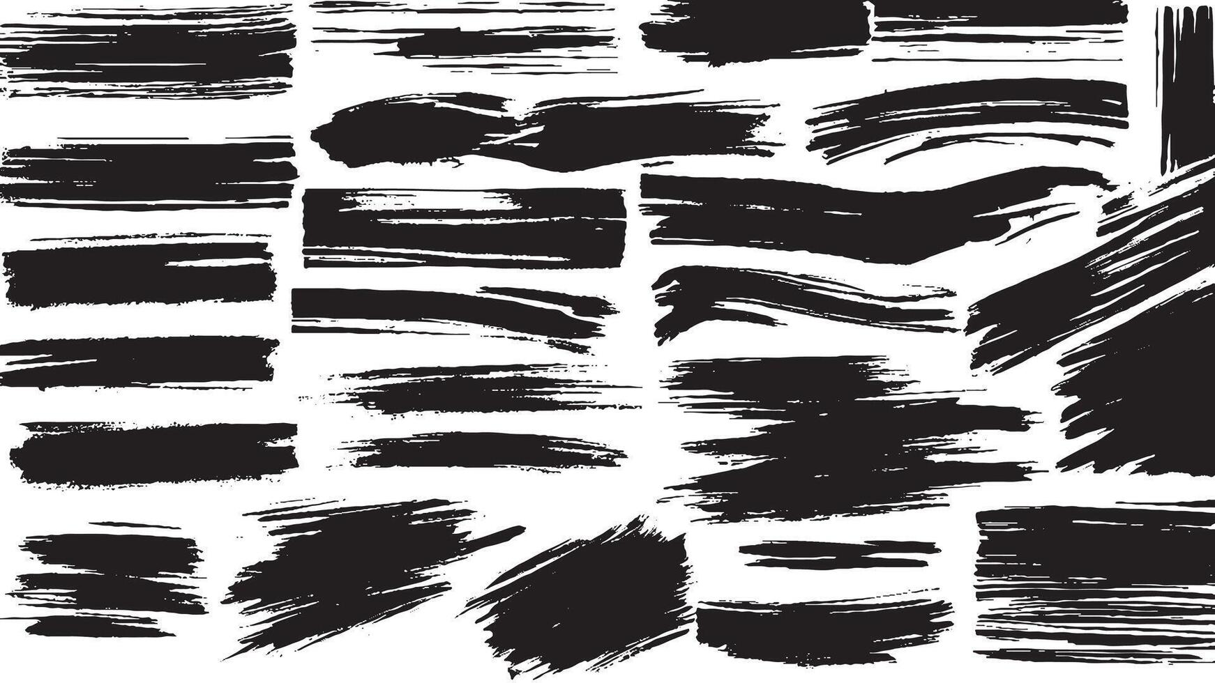 Artistic Monochrome Black Brush Strokes for Background and Overlay Textures vector
