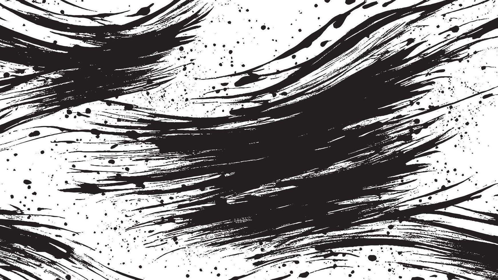 Black Monochrome Brush Stroke Designs for Artistic Texture Overlays vector