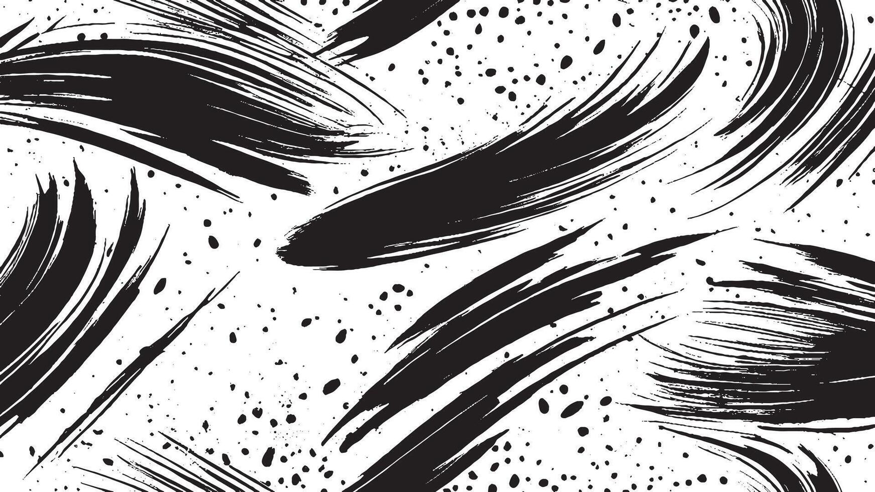 Black Brush Strokes on Monochrome Background for Overlay Texture Art vector