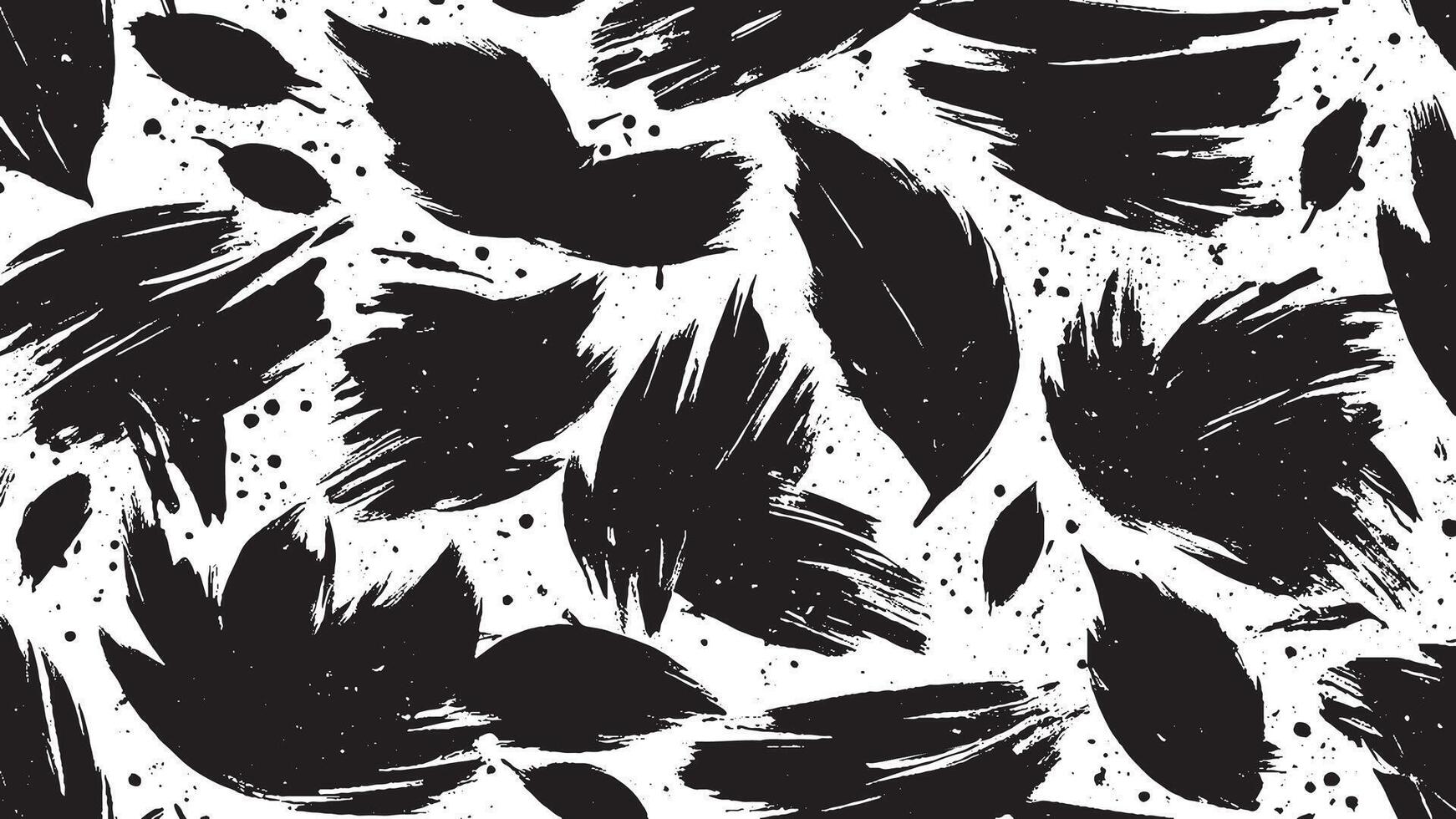 Artistic Black Brush Strokes on Monochrome Background for Texture Overlays vector