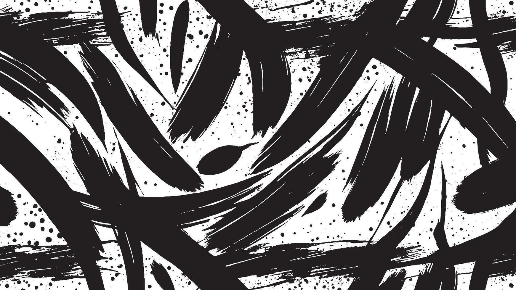 Artistic Black Brush Strokes on Monochrome Background for Texture Overlays vector