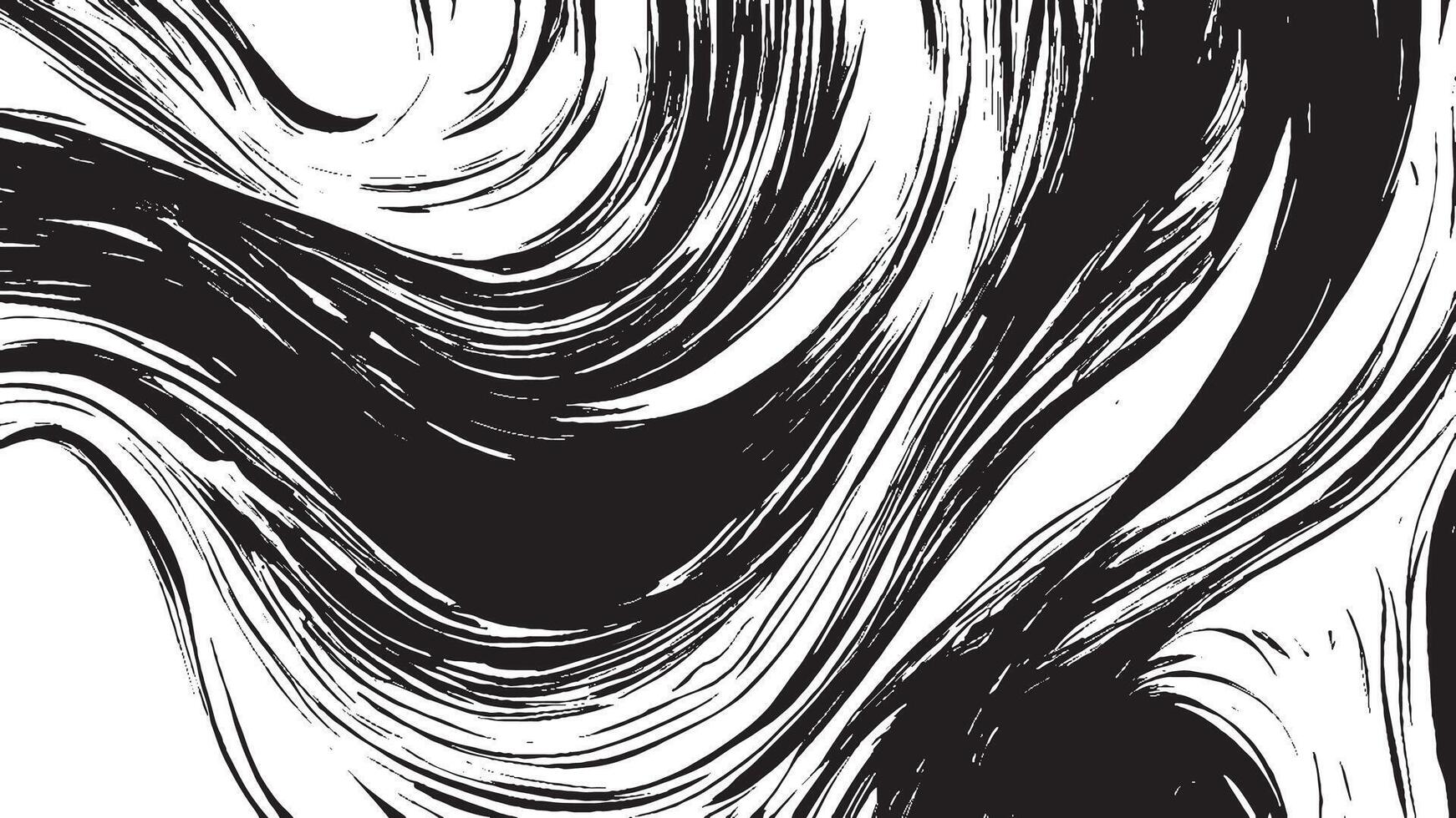 Black Monochrome Artistic Brush Strokes for Textured Background Overlays vector