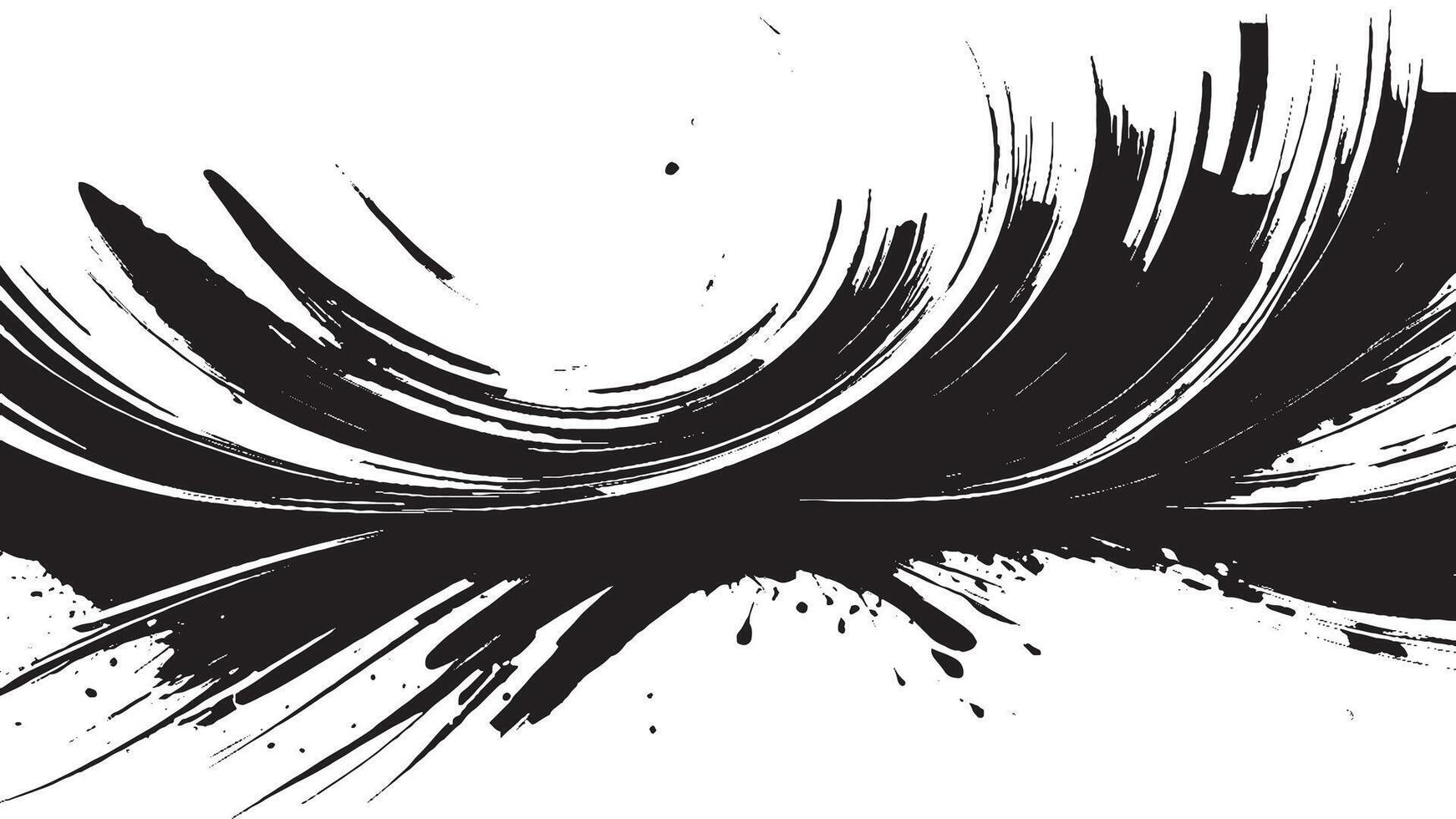 Black Monochrome Artistic Brush Strokes for Textured Background Overlays vector
