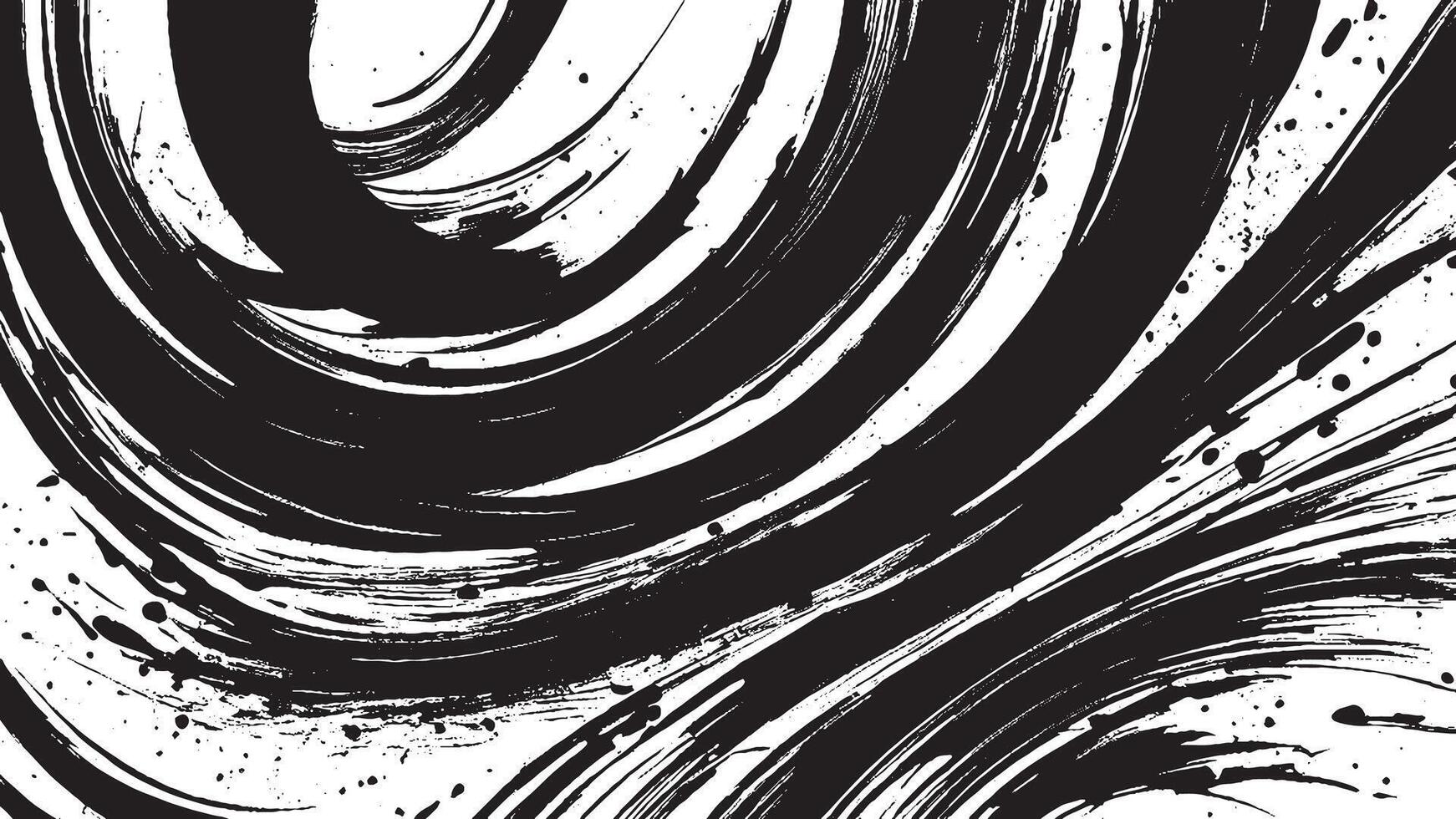 Artistic Black Brush Strokes on Monochrome Background for Texture Overlays vector