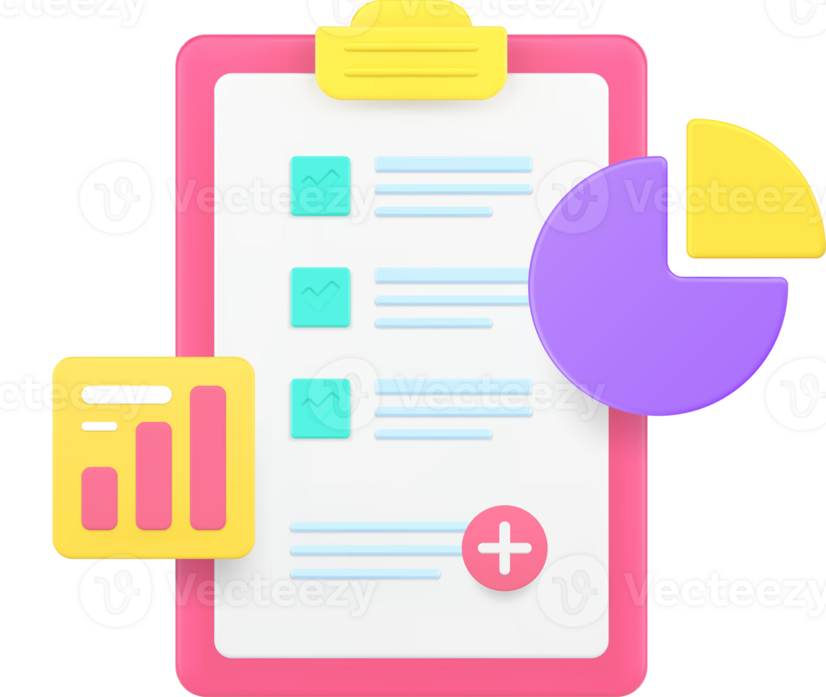 Business planning analyzing efficient time management and productivity 3d icon png