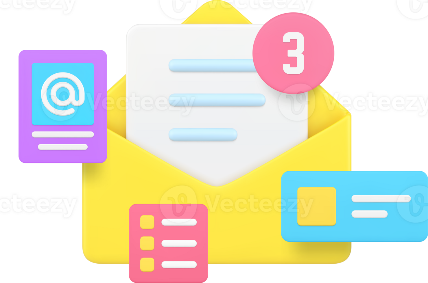 Business mail email management productivity correspondence communication 3d icon png
