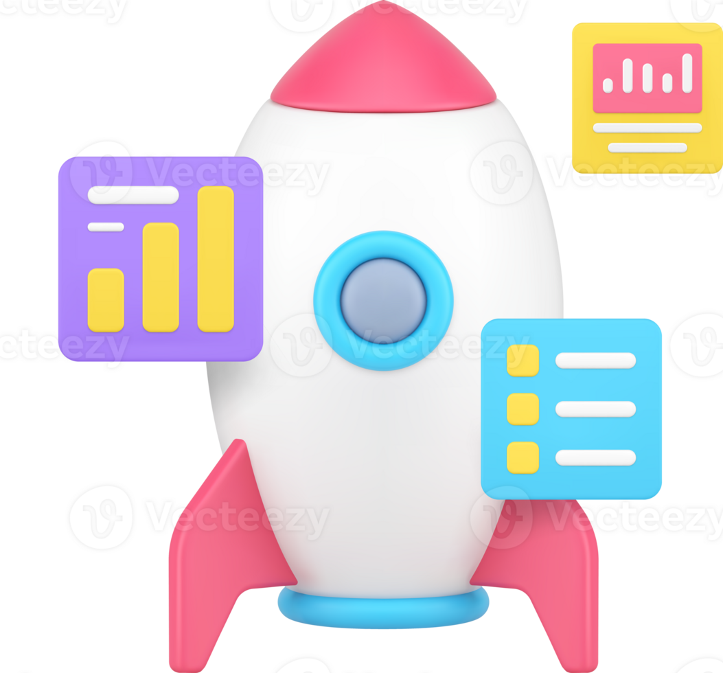 Startup business strategy planning analyzing corporate solution development 3d icon png