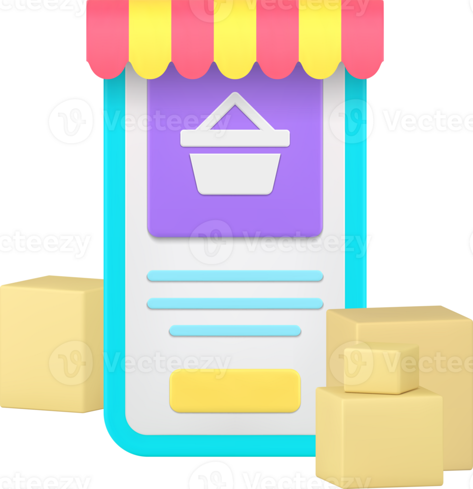Online shopping marketplace smartphone application order delivery 3d icon png