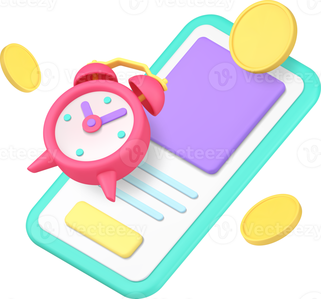 Online banking payment smartphone application reminder 3d icon png