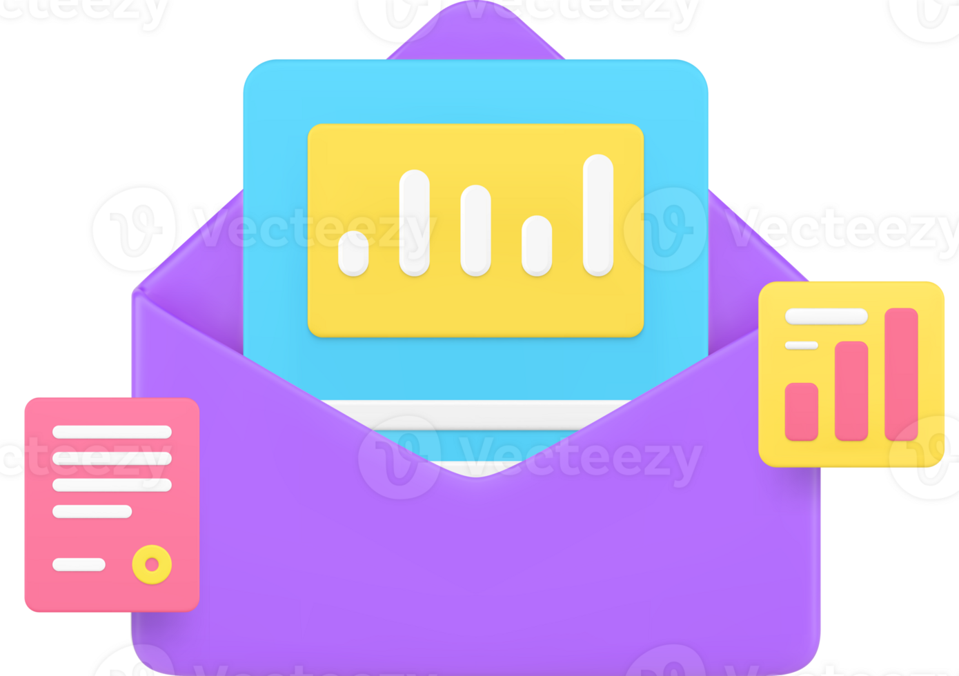 Business mail email analyzing report analytics statistics incoming message 3d icon png