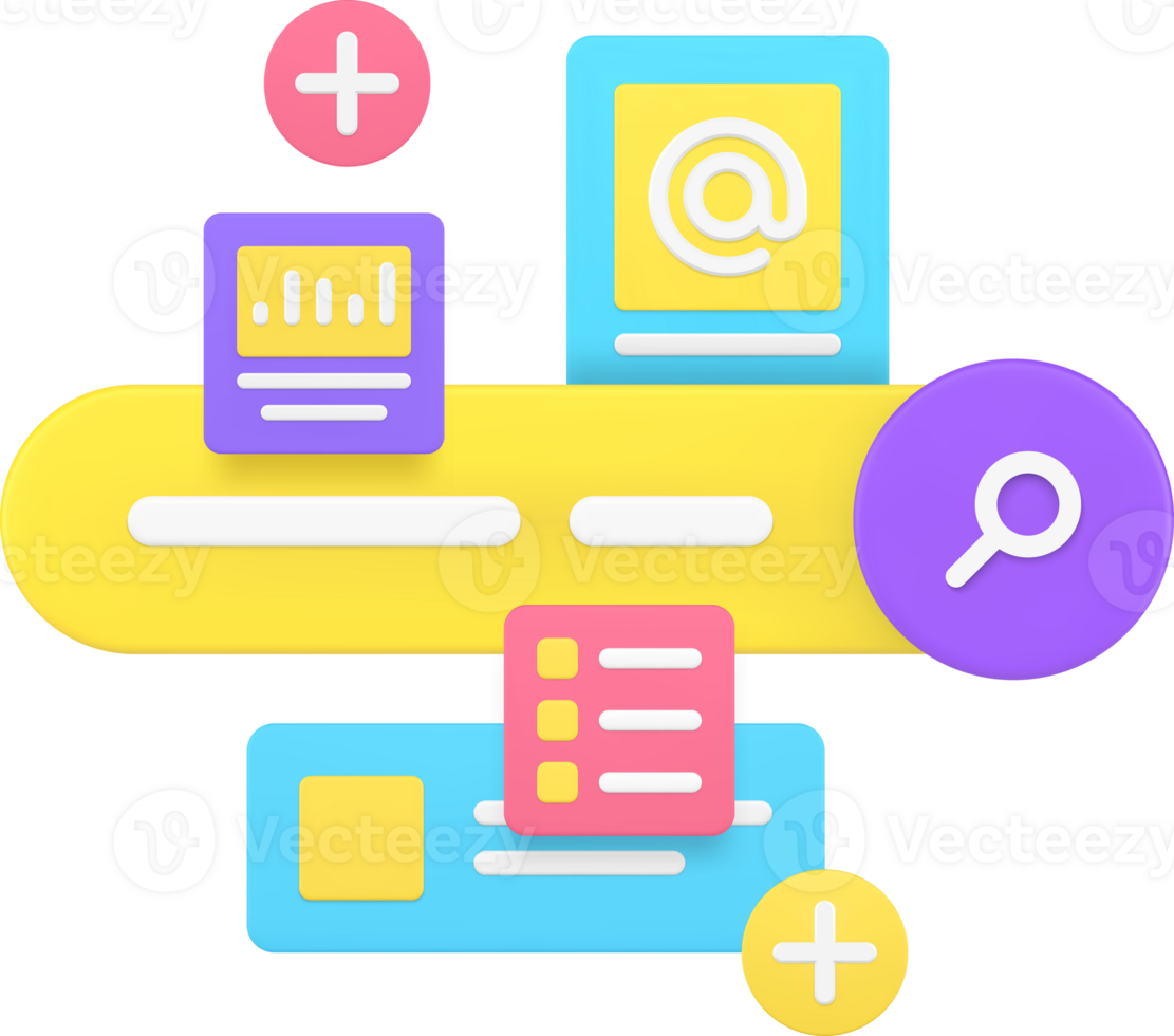 Business internet data browsing online searching information work analyzing 3d icon png