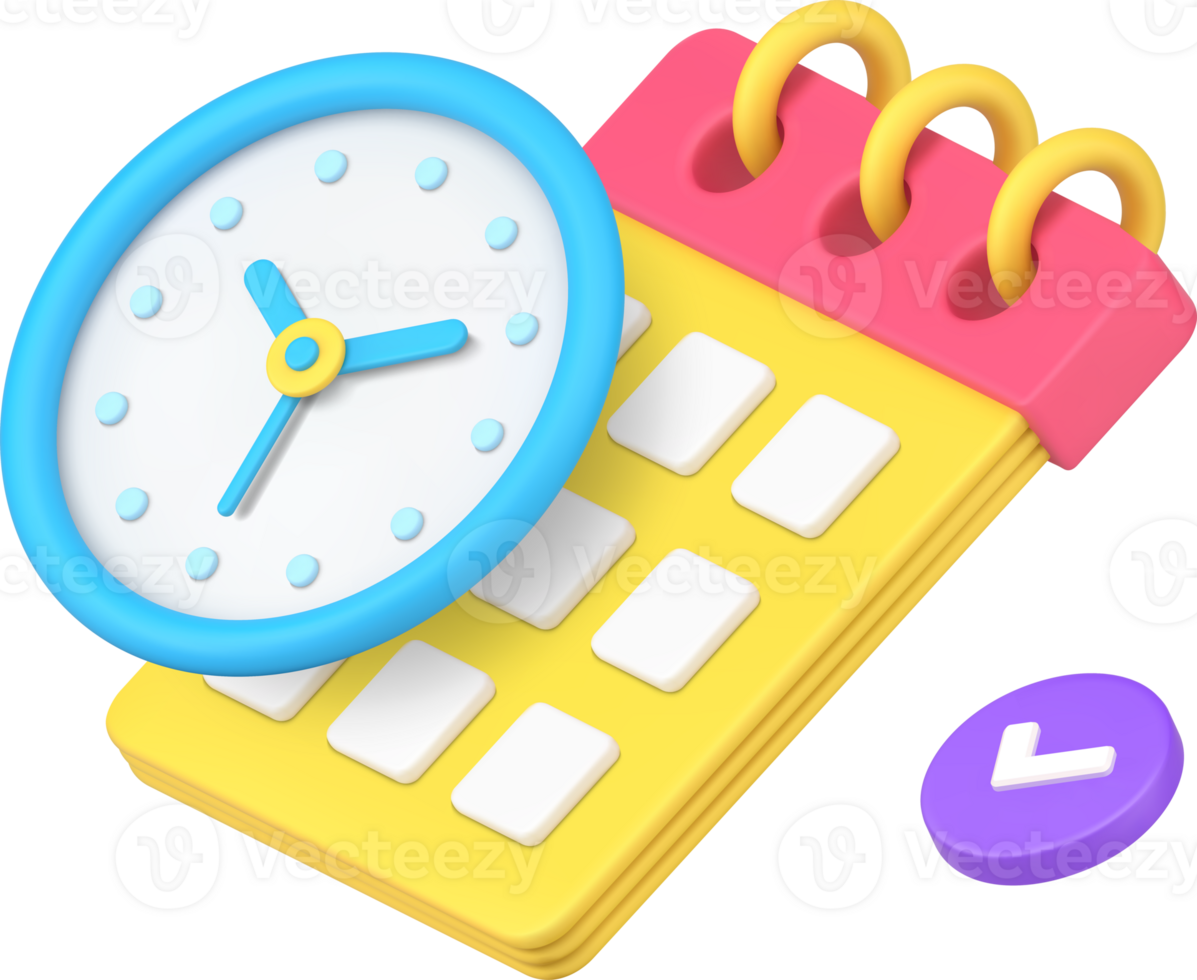 Calendar planning deadline time management agenda date 3d icon png