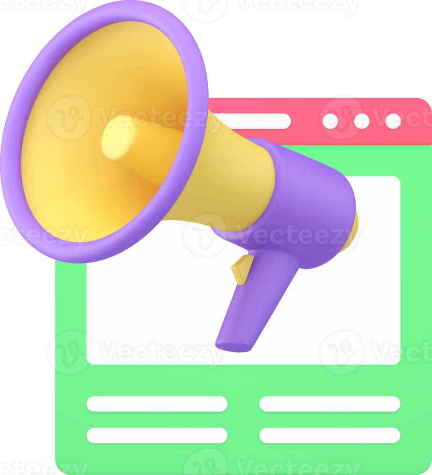 Sozial Medien Marketing Internet Promo Werbung Browser Megaphon 3d Symbol png