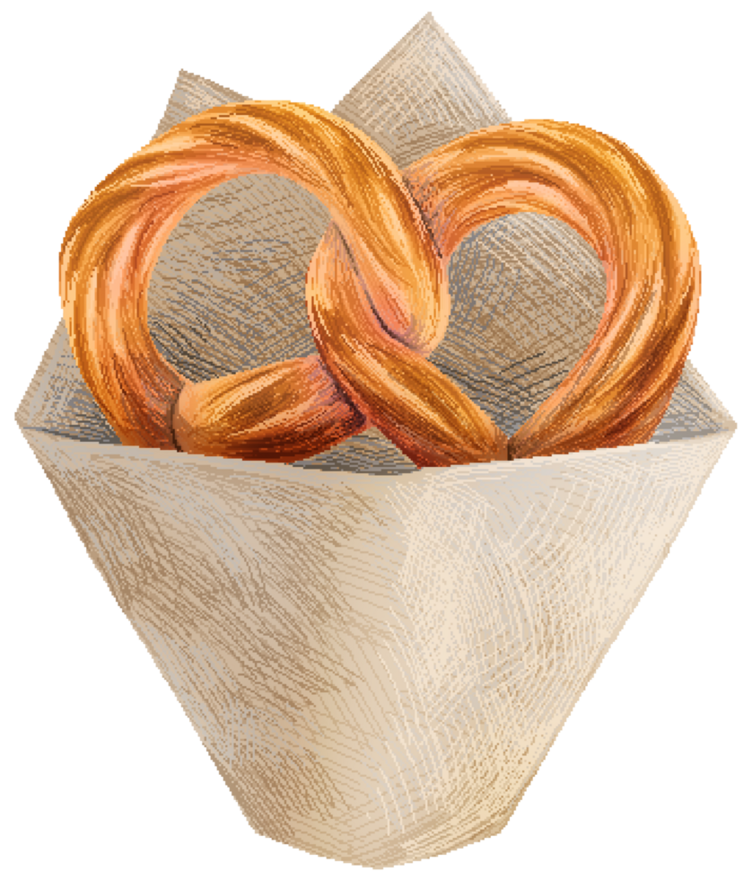 Pretzel in pixel art style png