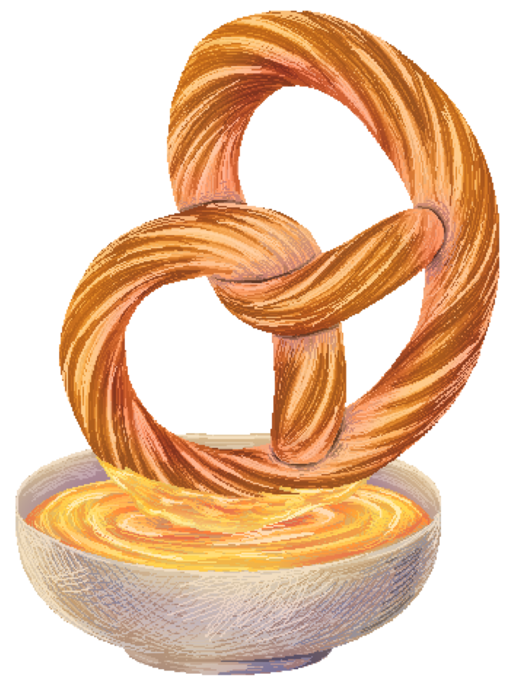 Pretzel in pixel art style png