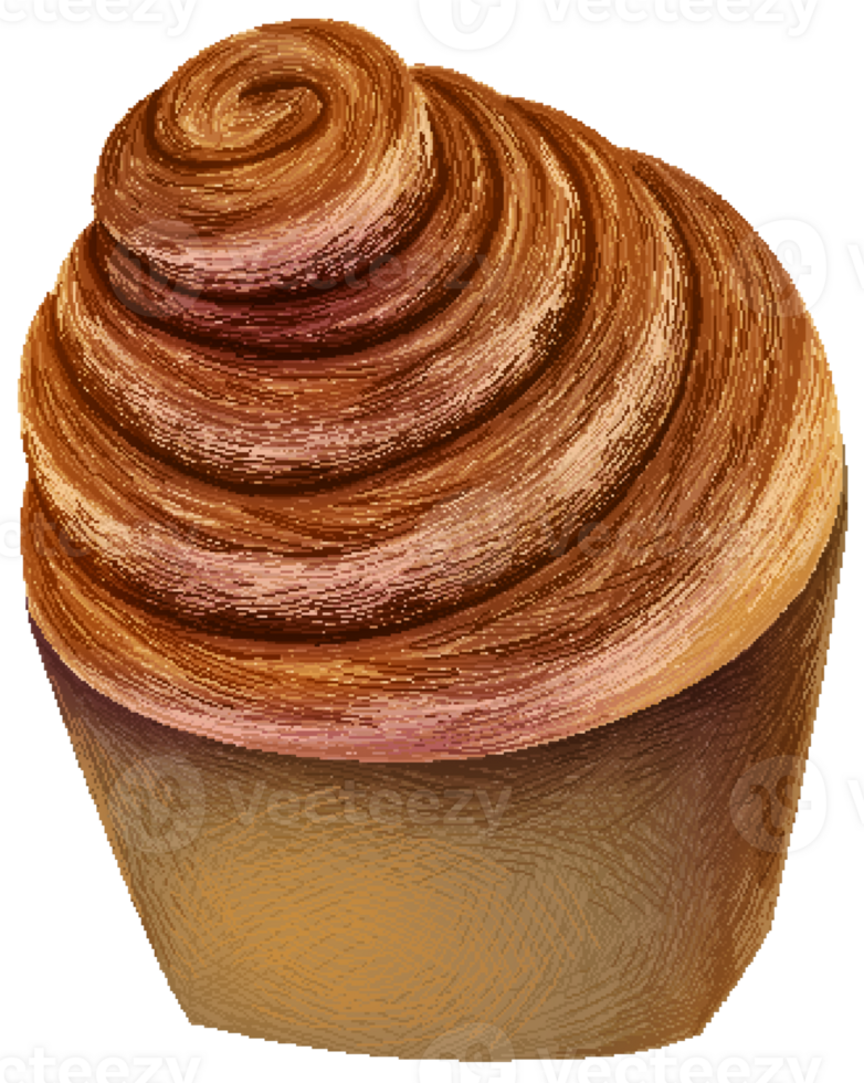 Cinnamon roll in pixel art style png