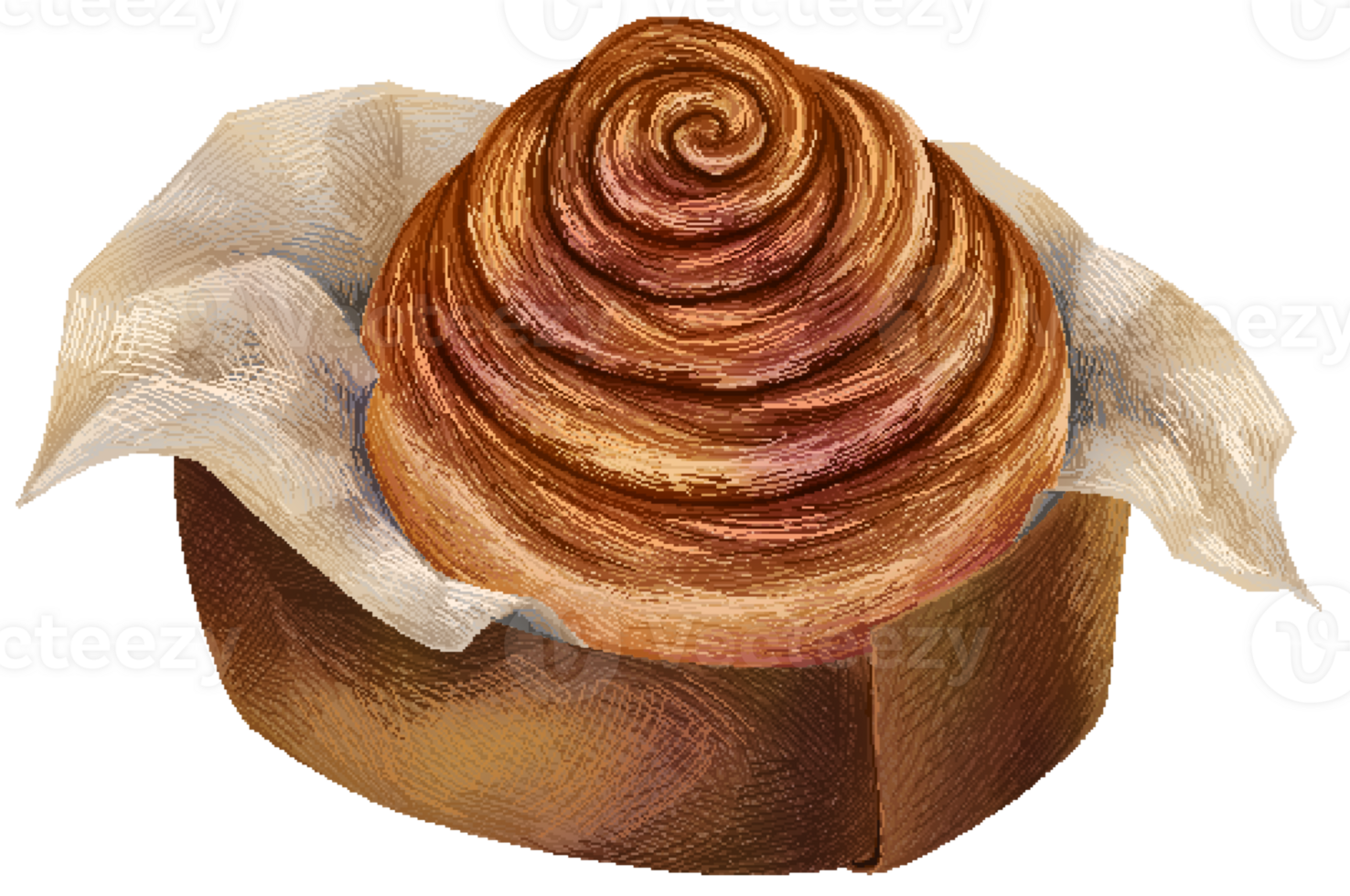 Cinnamon roll in pixel art style png