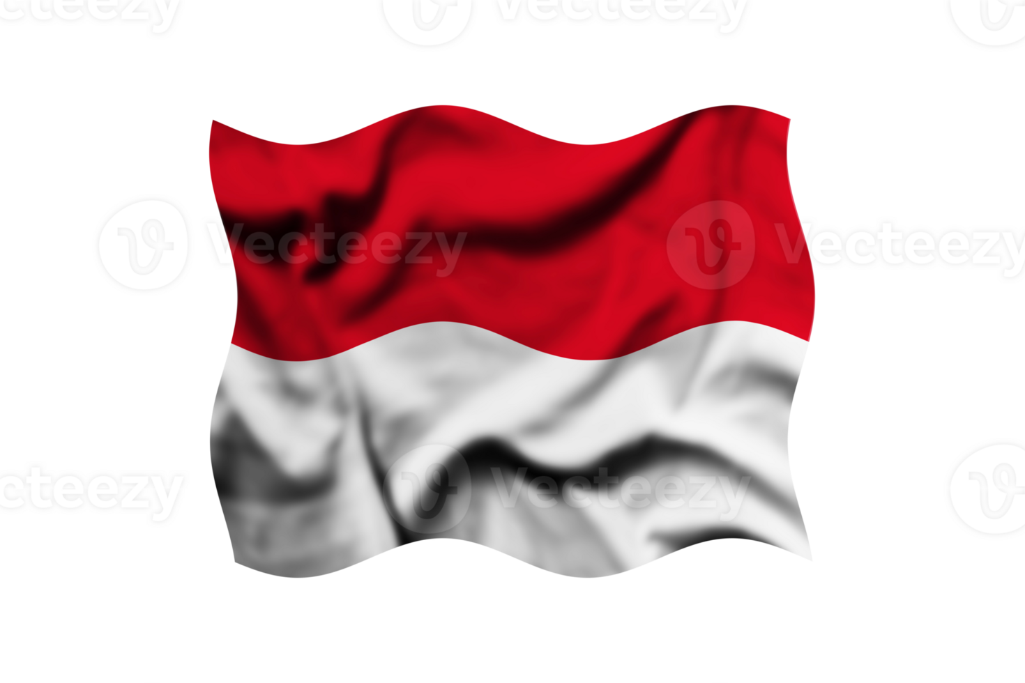 Waving the flag of Monaco on a transparent background. 3d rendering png