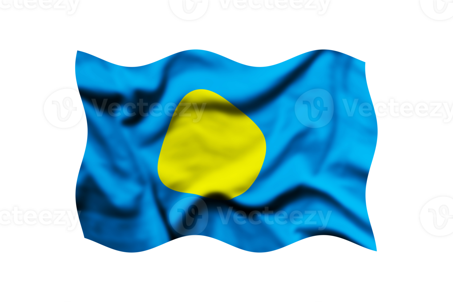 Waving the flag of Palau on a transparent background. 3d rendering png