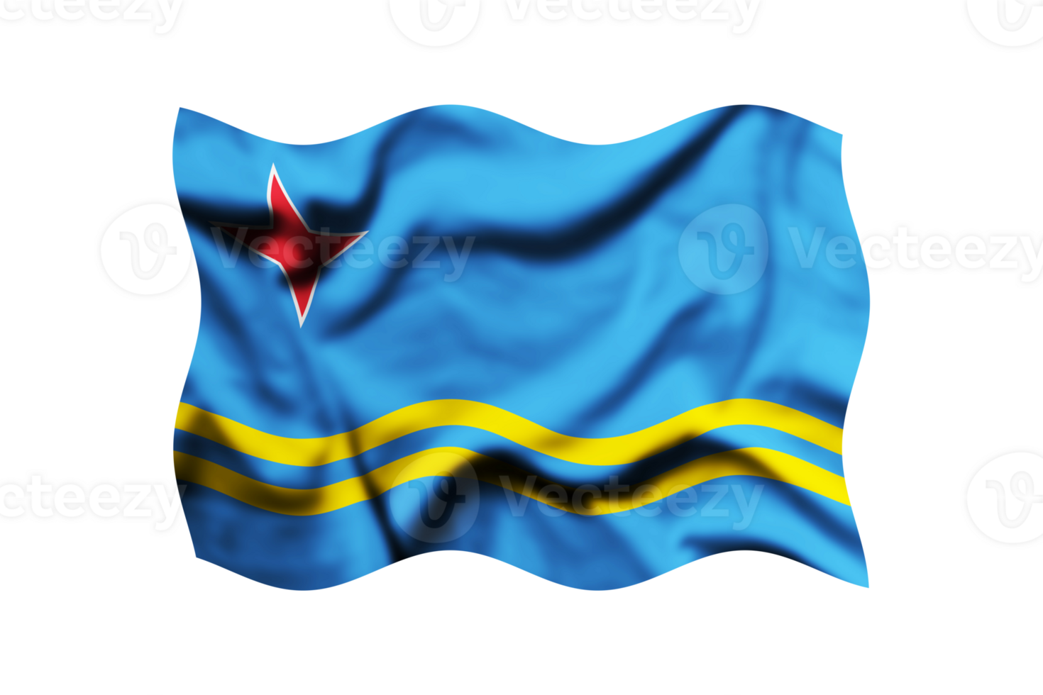 Waving the flag of Aruba on a transparent background. 3d rendering png