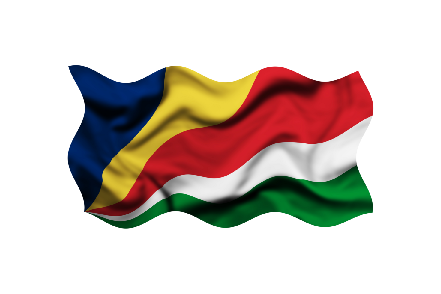 Waving the flag of Seychelles on a transparent background. 3d rendering png