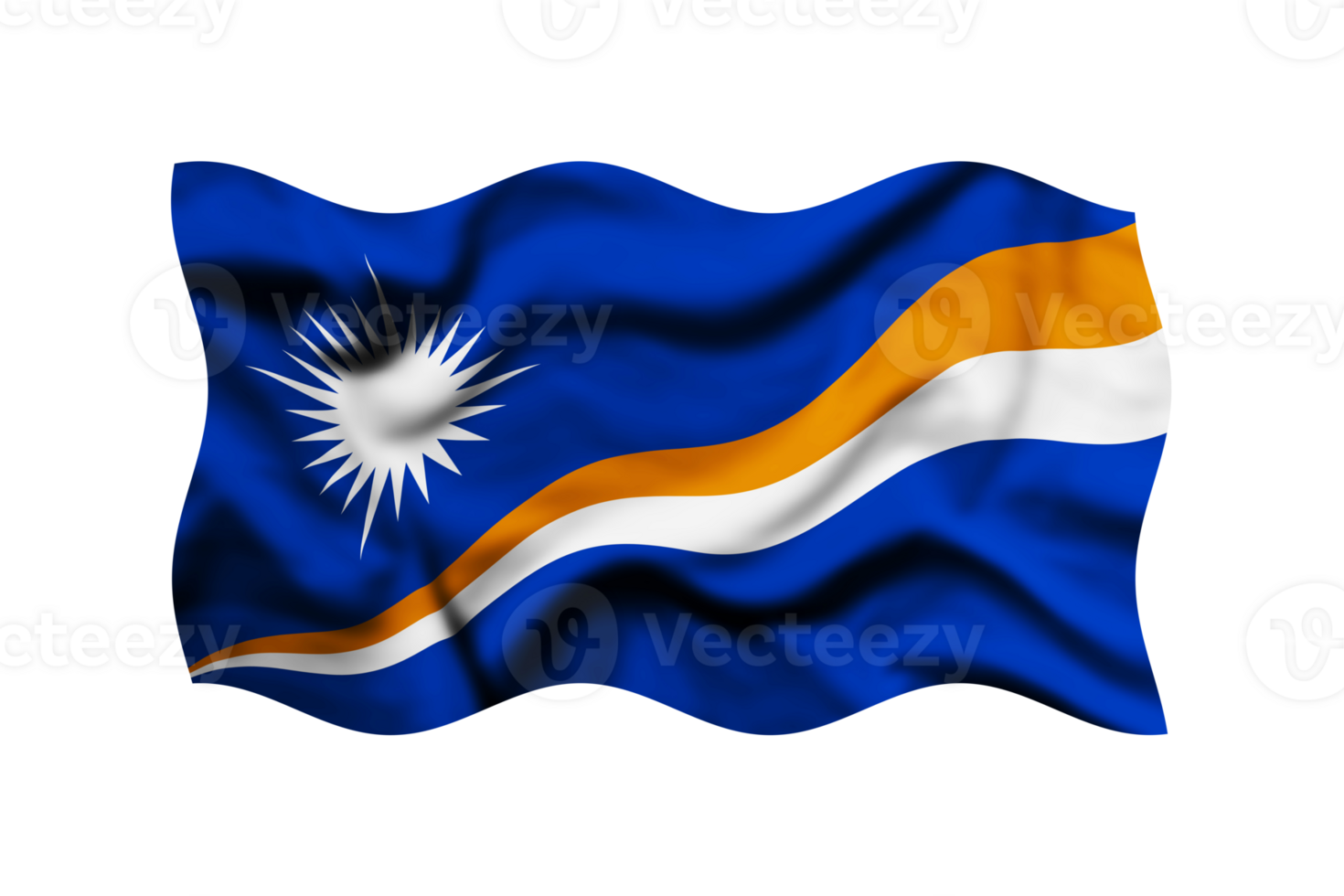 Waving the flag of Marshall Islands on a transparent background. 3d rendering png