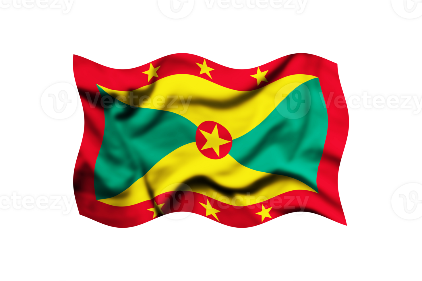 Waving the flag of Grenada on a transparent background. 3d rendering png