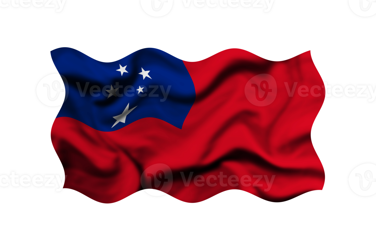 Waving the flag of Samoa on a transparent background. 3d rendering png