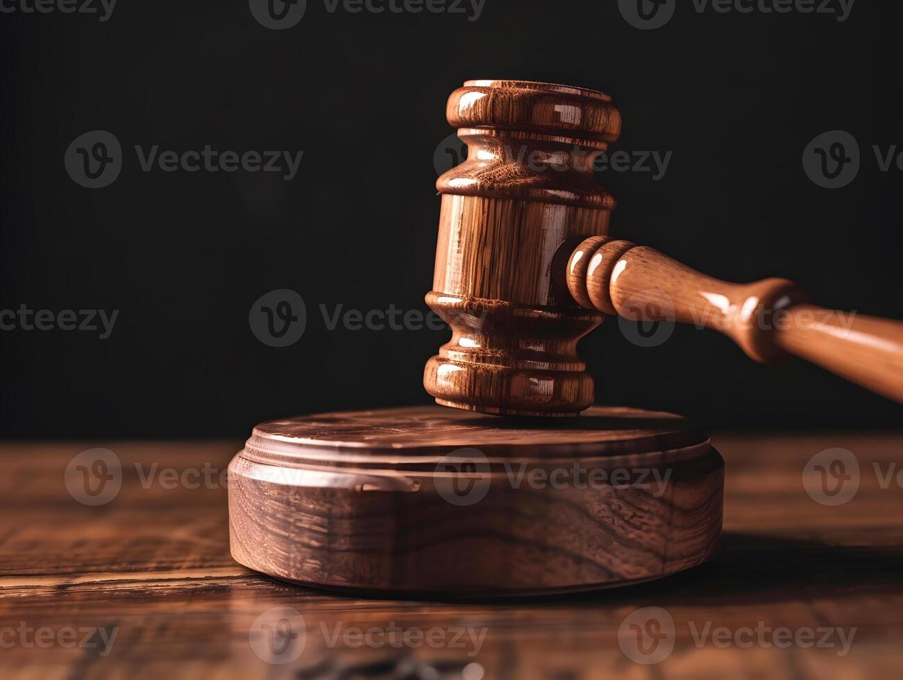 Wooden judge's gavel on the table as a trial concept photo