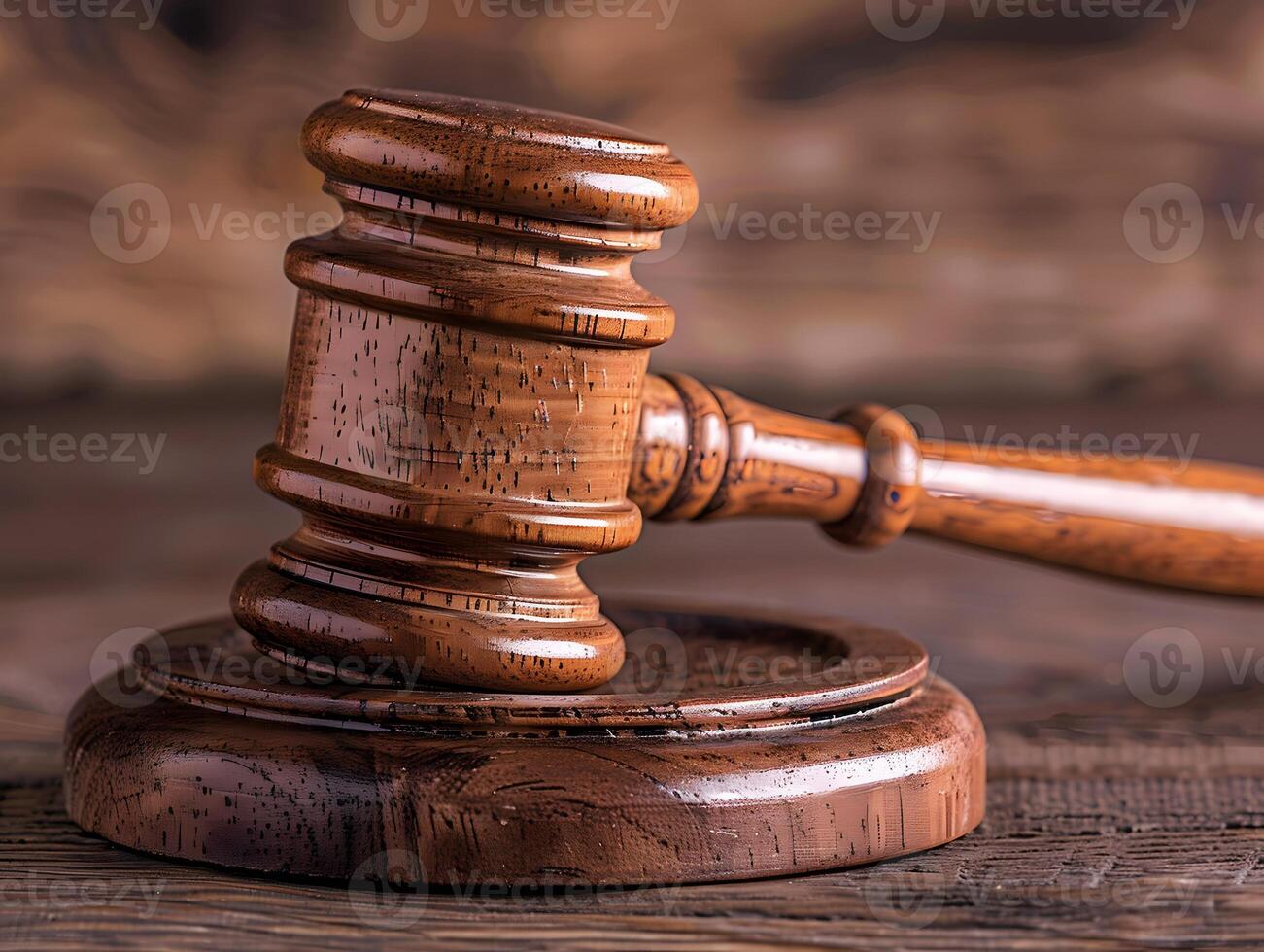 Wooden judge's gavel on the table as a trial concept photo