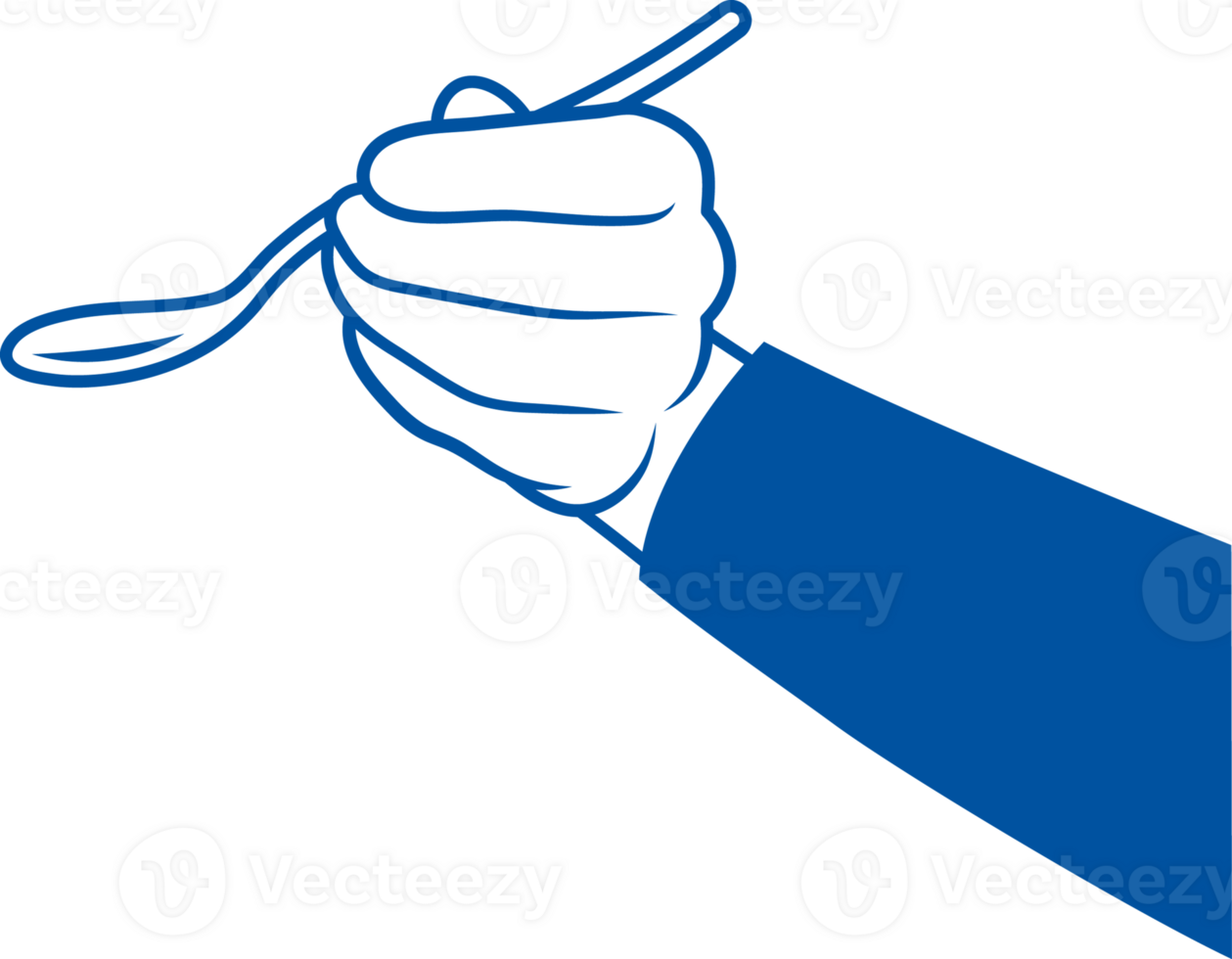 Tablespoon in hand of person eating soup or tasting broth while preparing dinner. Hand drawn. png