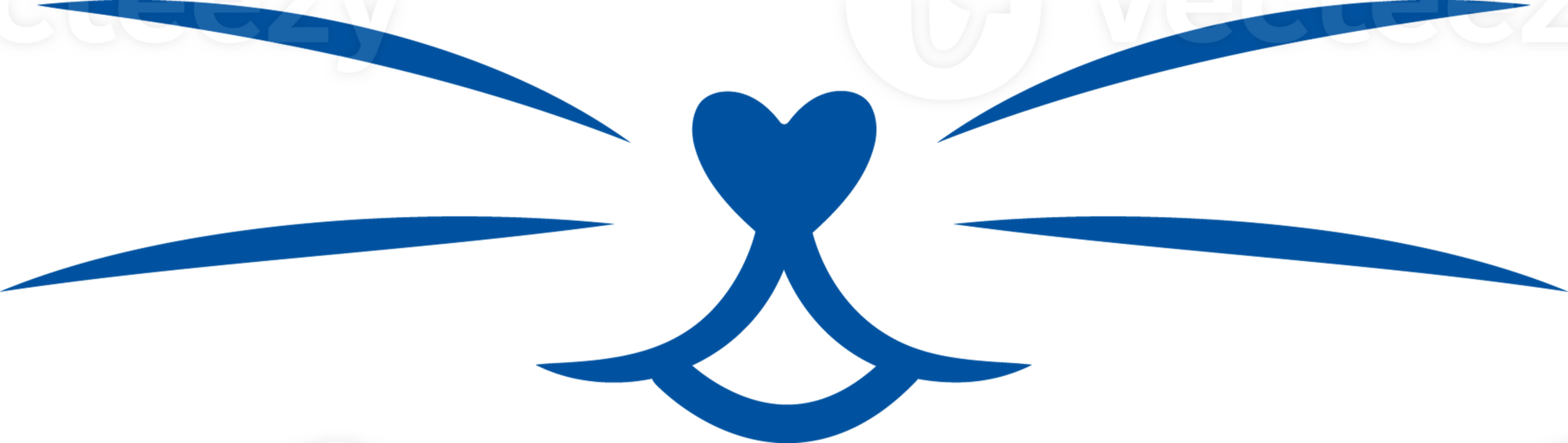 Face of cat or dog with mustache and protruding tongue under heart-shaped nose. Hand drawn. png