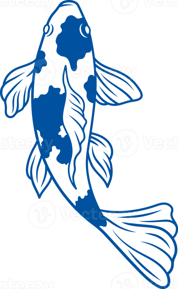 Decorative Koi fish with spots on body, bringing good luck and success. Hand drawn. png
