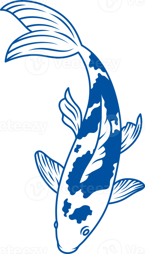 Sacred Japanese fish Koi with spotted body, brings good luck and success to owners. Hand drawn. png